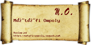 Mátéfi Ompoly névjegykártya